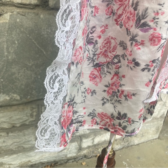Vintage Private Moments NY floral flower lace trim wrap robe lingerie - Picture 7 of 15